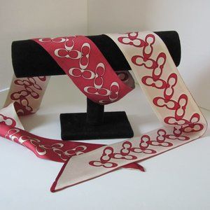 Coach Signature "Kissing C's" logo silk Twilly/skinny scarf